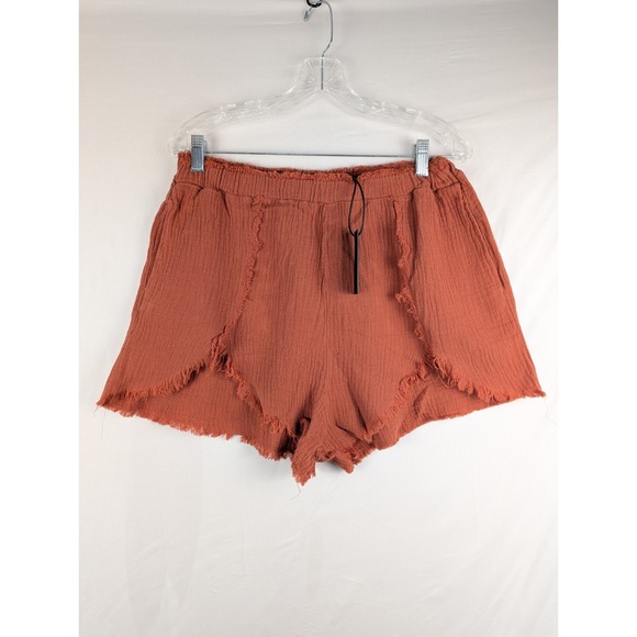 Blank NYC Pants - Blank NYC Medium Shorts Sunset Escape Short Crinkle Cotton Amber Orange NWT